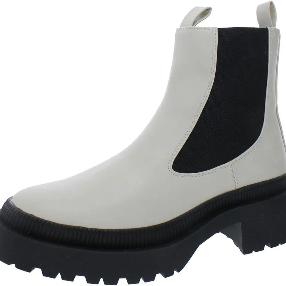 BCBG Paris Black and Cream Ankle Boots
